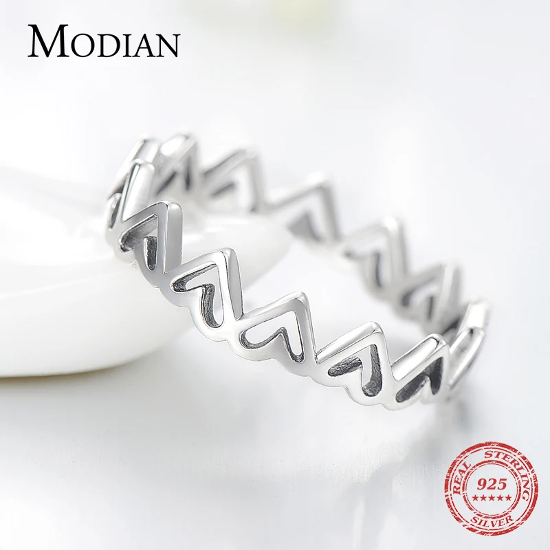 Женское кольцо из серебра 925 пробы с сердечками|Кольца| |