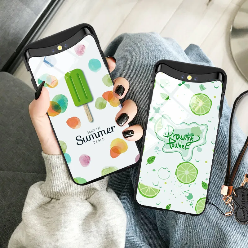 Летние фрукты закаленное стекло мороженое чехол для телефона OPPO Find X ins корейский