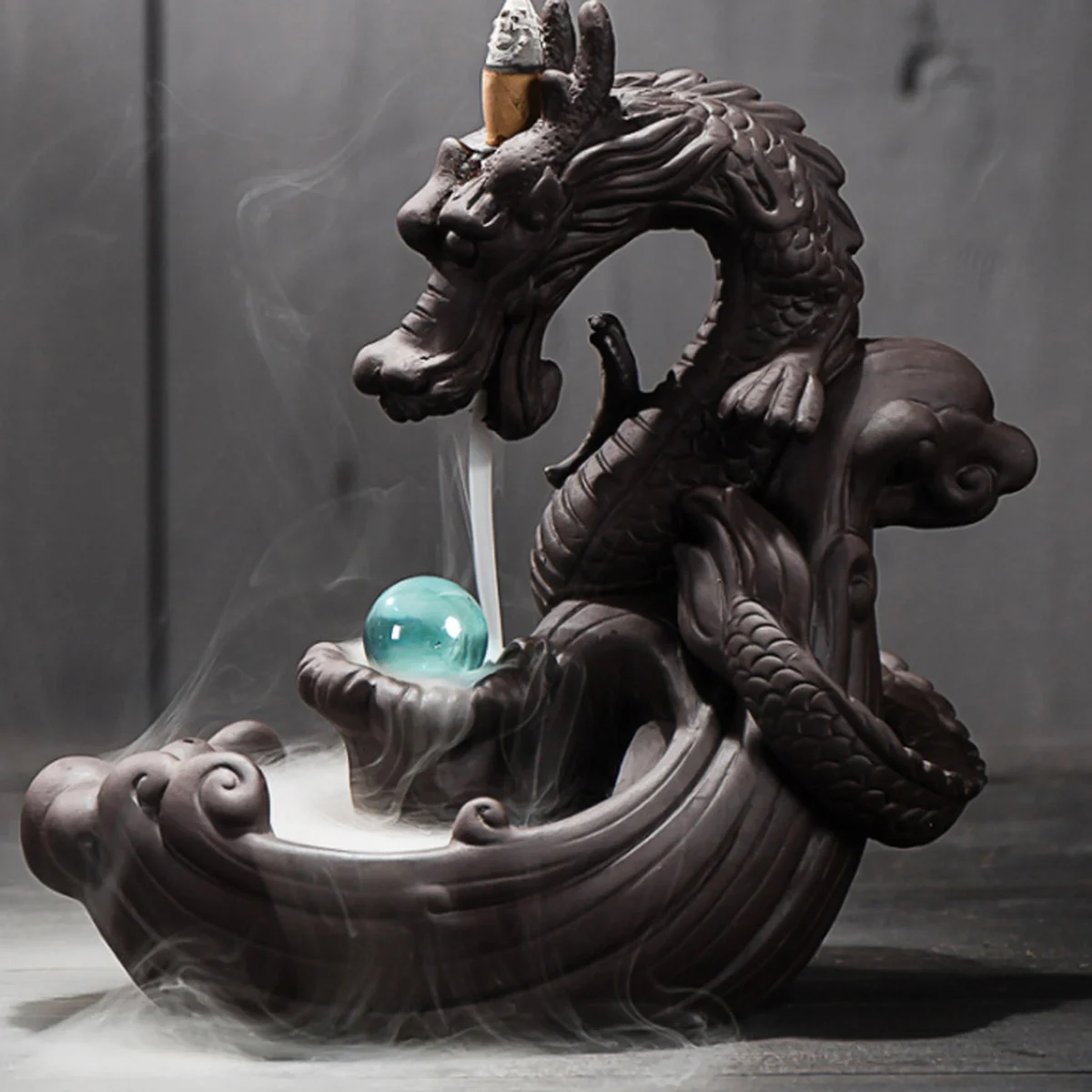 Lucky Dragon Waterfall Reflux Incense Burner Ceramic Handicraft Ornaments Supply Tea Ceremony Office Home | Дом и сад