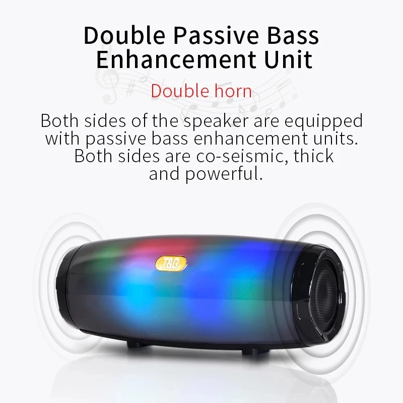 Портативная стереоколонка Bluetooth беспроводная и водонепроницаемая басовая