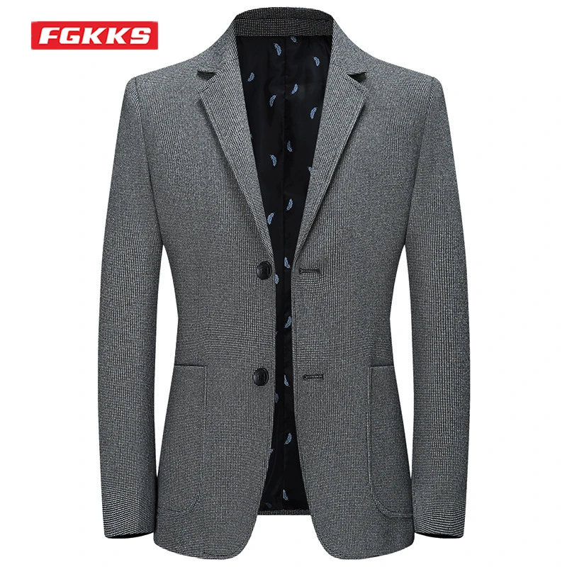 

Мужской однобортный Блейзер FGKKS, приталенный шерстяной Блейзер, деловой Повседневный пиджак, 4 цвета, на осень и зиму