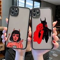 cute sexy girl demon phone case for iphone 12 mini 11 12 xs pro max 6 6s 7 8 plus xr xs se 2020 matte back cover