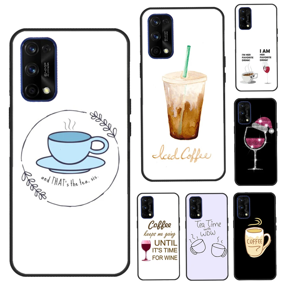 Coffee Wine Cup Case For Realme GT Neo 2 GT Master C21 8i 7 8 Pro Cover For OnePlus 9 10 Pro 9R 8T Nord 2