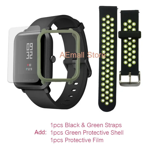 КУПОН Умные Смарт часы Xiaomi Amazfit bip часы [watch] с gps Huami Фитнес браслет Смарт-часы [Smartwatch] - Цвет: GreenGreen Film