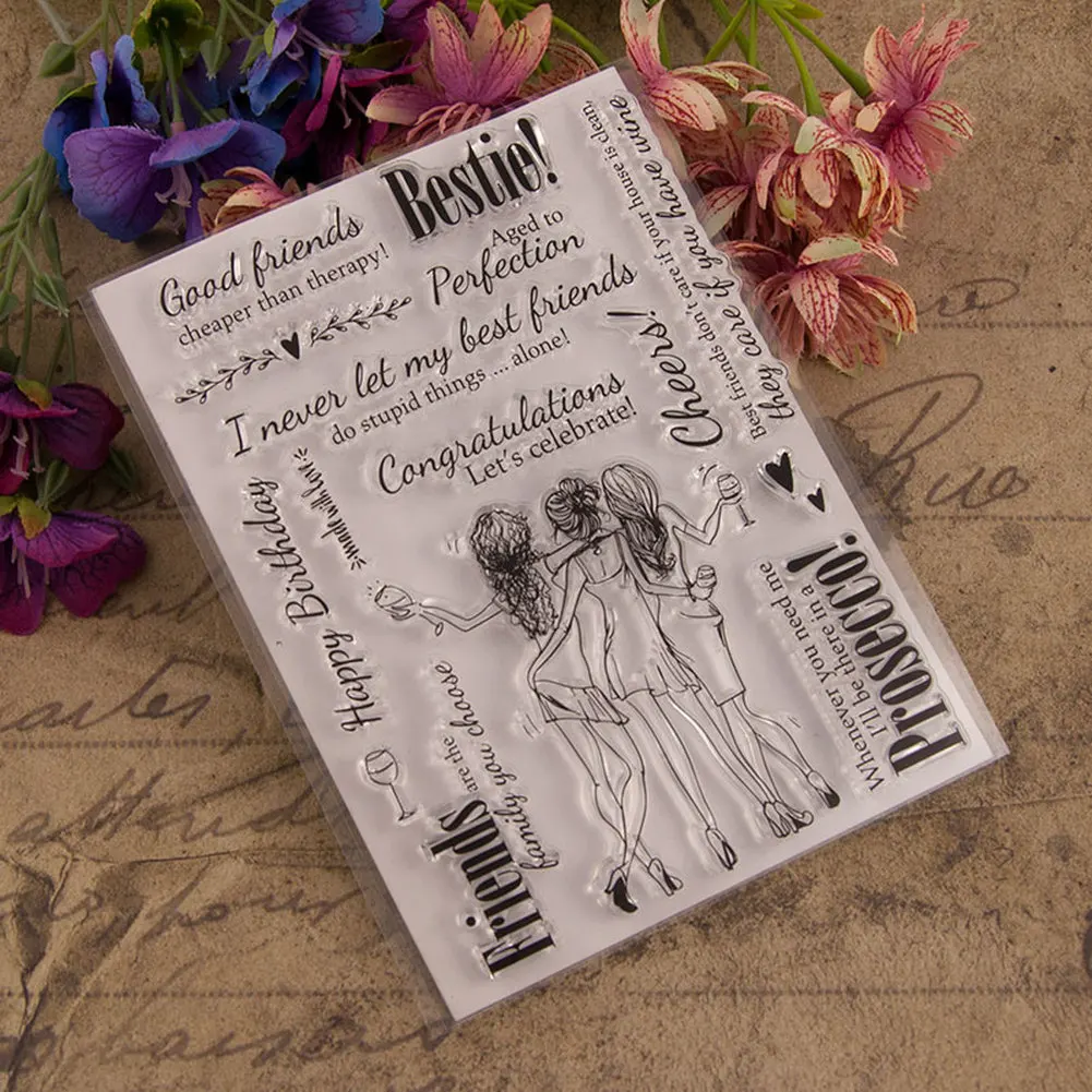 

Girls Good Friends Transparent Clear Silicone Stamp/seal for DIY Scrapbooking/ Album Decorative Clear Stamp Sheets