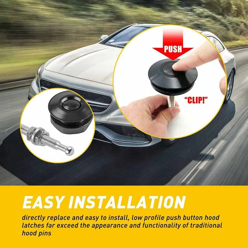 

2 PCS Push Button Quick Release Hood Bonnet Pins Lock Clip Car Bumper Latch Kit