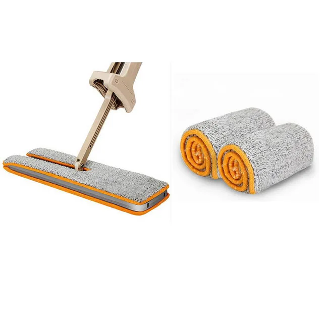 Mop-1 set towel Двухсторонняя Волшебная Швабра для отжима рук, уборочная машина для твердого пола, инструмент для чистки пола, насадка для швабры, ленивая плоская Швабра С Вращением 360 градусов - Цвет: Mop-1 set towel