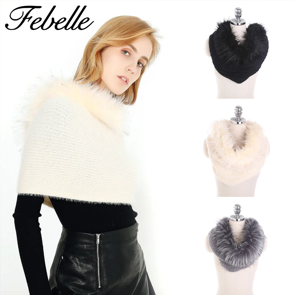 Febelle зимний шарф из искусственного меха кашемировый женский снуд для