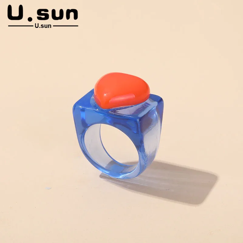 Модные Акриловые массивные кольца U.sun в форме сердца для женщин минималистичные