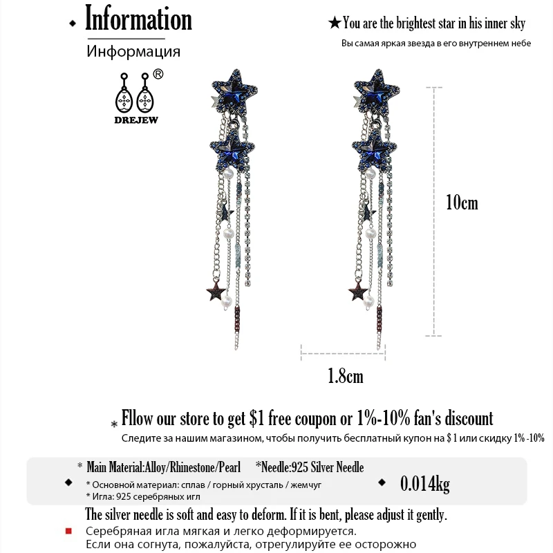 DREJEW синие зеленые золотые серьги капельки для женщин Длинные Винтажные висячие с