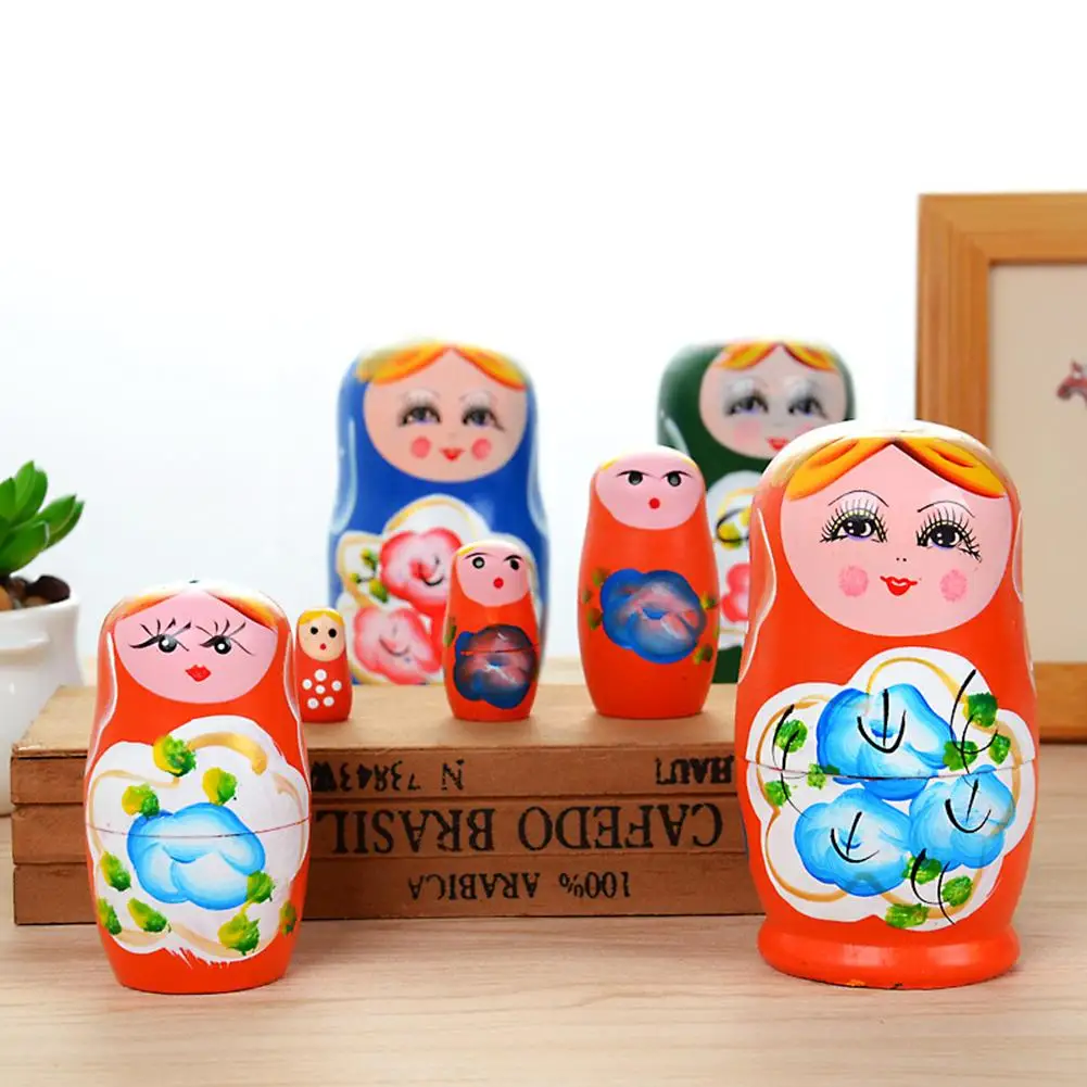 

Деревянные русские куклы-матрешки, 1 комплект, куклы-матрешки, бабушка, ручная роспись, медведь, Русские подарки для детей, кукла ручной рабо...