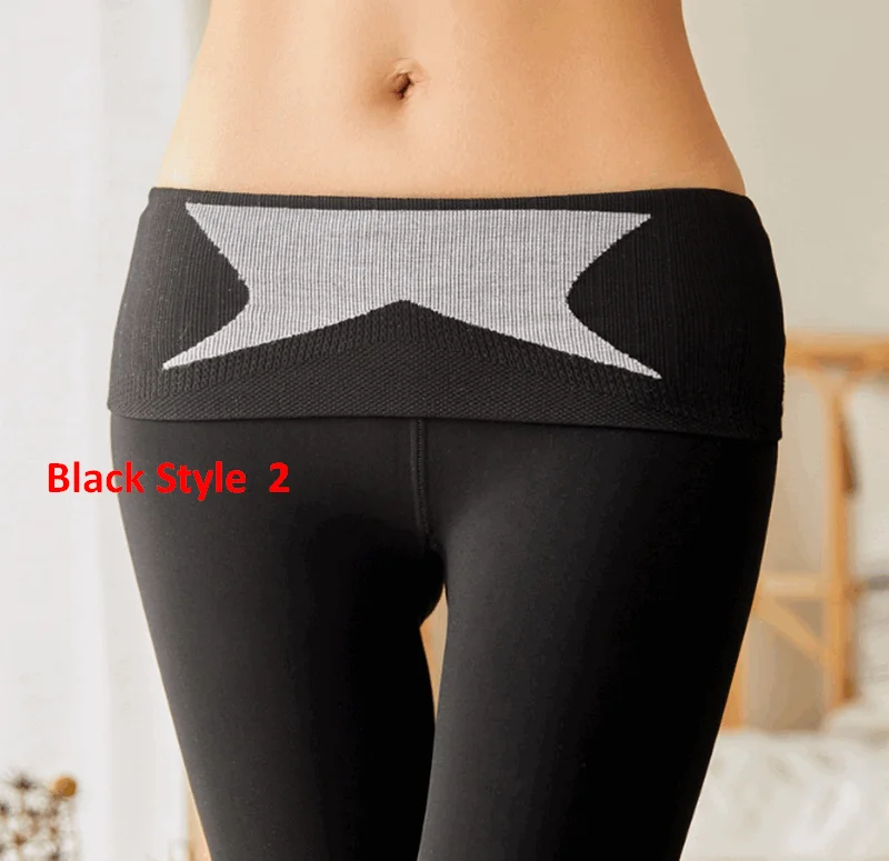 Black Style 2 Леггинсы с высокой талией на флисовой подкладке, супер теплые зимние штаны в Вертикальную Полоску для любого платья, верхняя одежда ouc594 - Цвет: Black Style 2