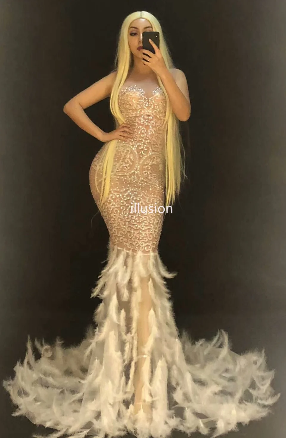 Сексуальная See Through Mesh Стразы платье Для женщин вечерние для вечеринки Дня