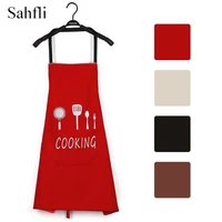 knife and fork pattern waterproof and grease proof adult sleeveless apron with large pockets for household cleaning appliances