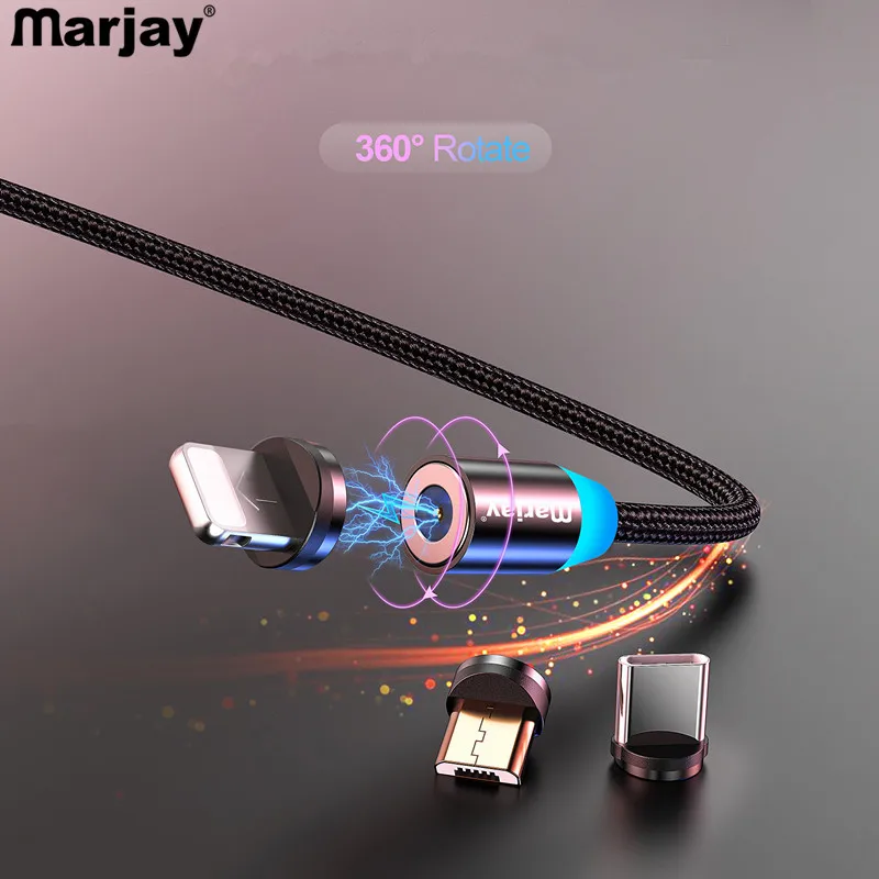 Магнитный кабель Marjay для Samsung Huawei Micro USB быстрой зарядки Xiaomi магнитное зарядное