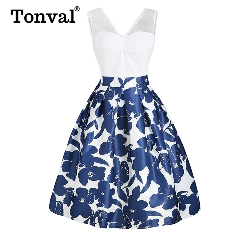 Женское Плиссированное Платье миди Tonval винтажное контрастное платье с V образным