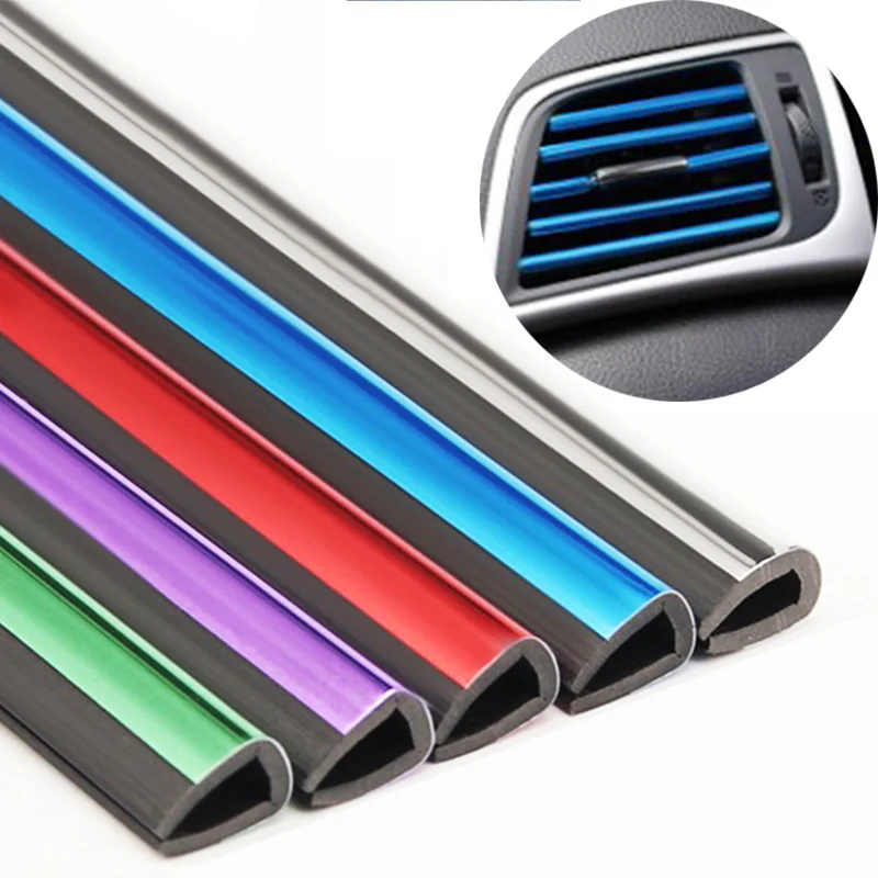 10pcs Car-styling plating Air outlet trim strip Interior Air Vent Grille Switch Rim Trim Outlet Decoration Strip DIY Accessories
