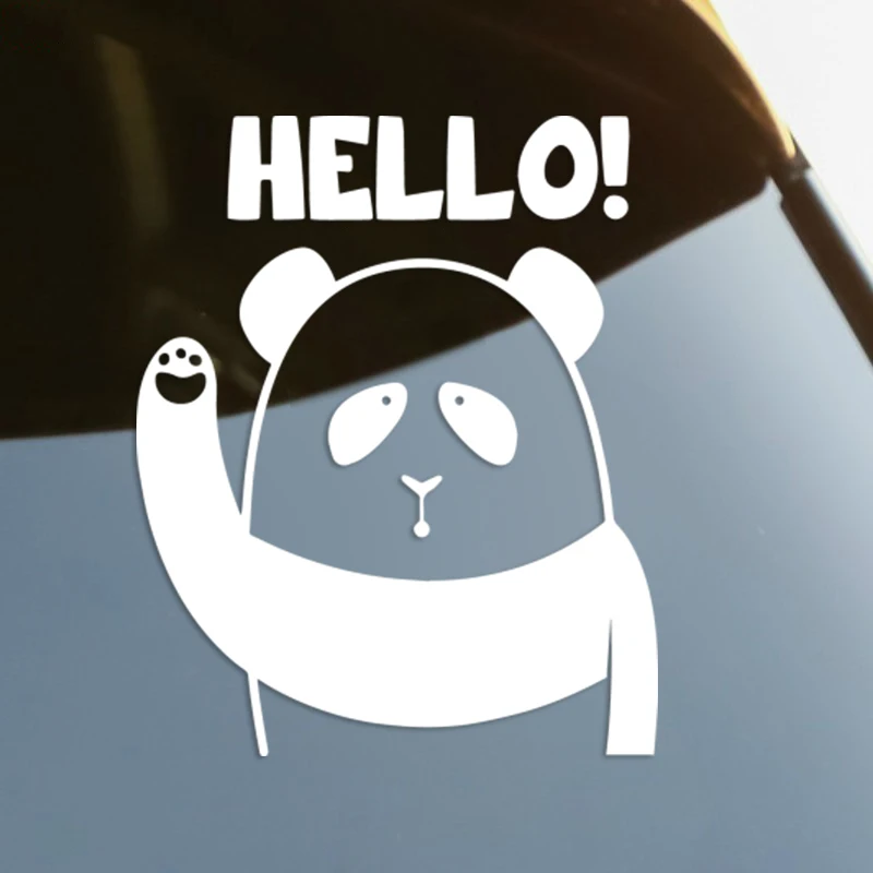 

S61037 # Die-Cut Vinyl Decal Hello Panda Car Sticker Waterproof Auto Decors on Car Body Bumper Rear Window
