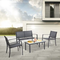 sigtua 4 seater garden furniture set with 2armchairs1double chair sofa1glass table outdoor garden table chair dining set