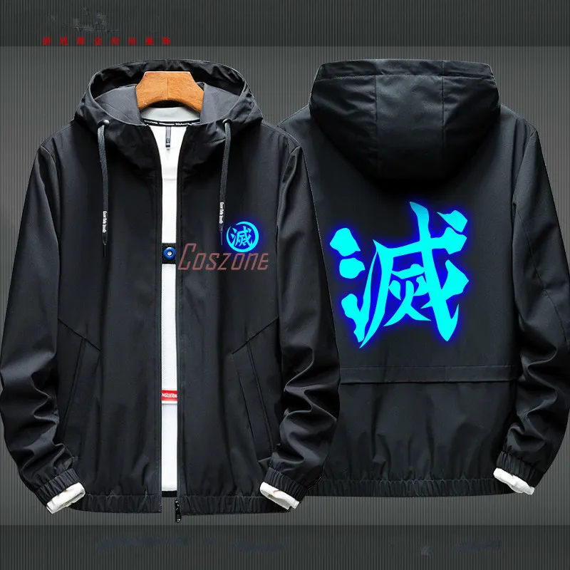 Костюм для косплея Демон-убийца Светящаяся толстовка на молнии Куртка Пальто