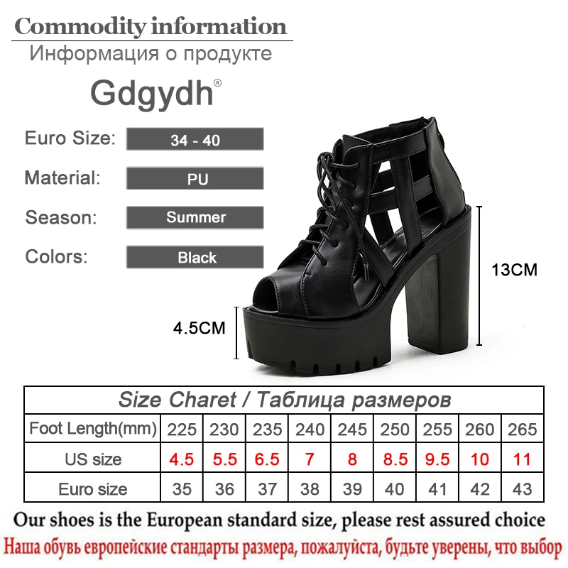 

Gdgydh Hollow Out Summer Ankle Boots For Women Gladiator Boots Chunky Heel Breathable Punk Gothic Platform Shoes With Zipper
