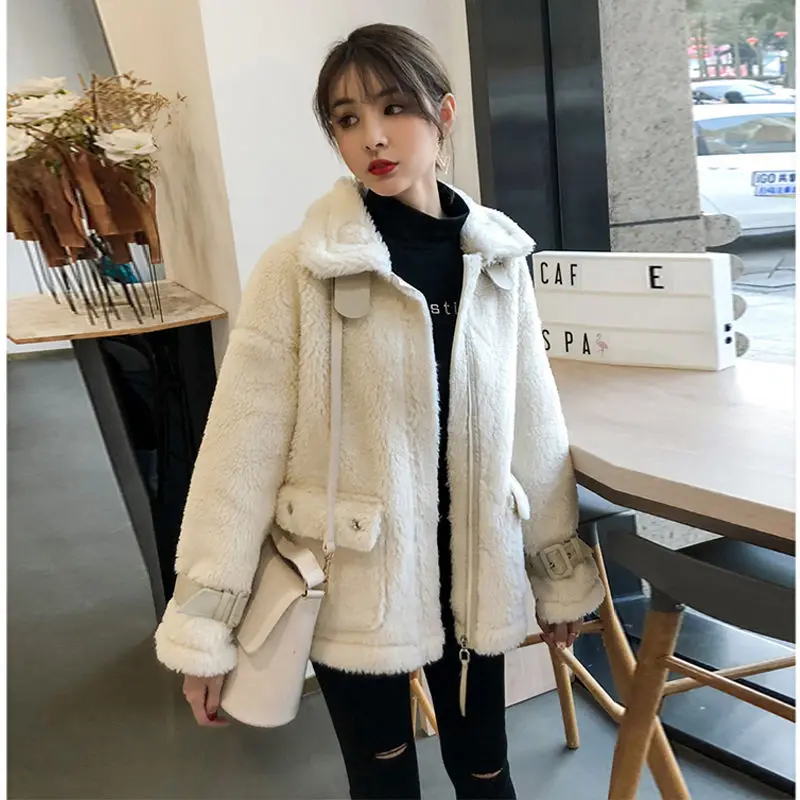 Женское пальто из искусственного меха женская кожаная Меховая куртка овечьей