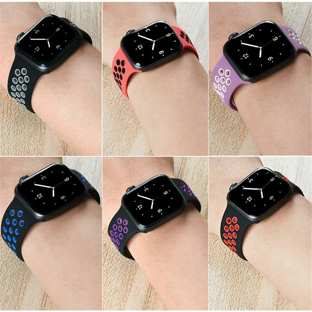 

Silicone Watch Band For Apple Watch Series 6 SE 5 4 3 2 1 Soft Sports Smart Bracelet Strap For Iwatch 38 40 42 44mm Wrist Band