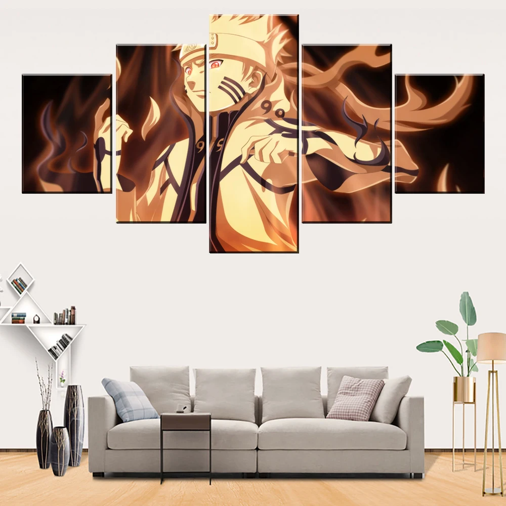5 Pieces HD Print Painting Anime Naruto six way mode Modular For Modern Decorative Bedroom Living Room Home Wall Art Decor | Дом и сад