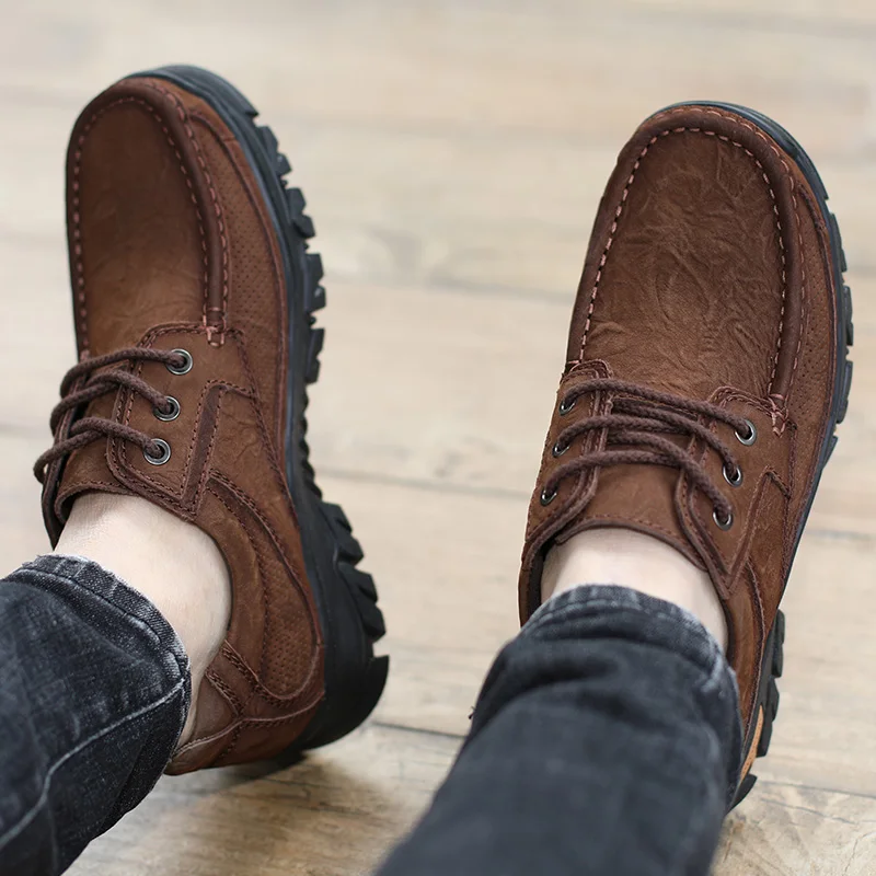 Туфли мужские из натуральной кожи дышащие повседневные дизайнерские на шнуровке