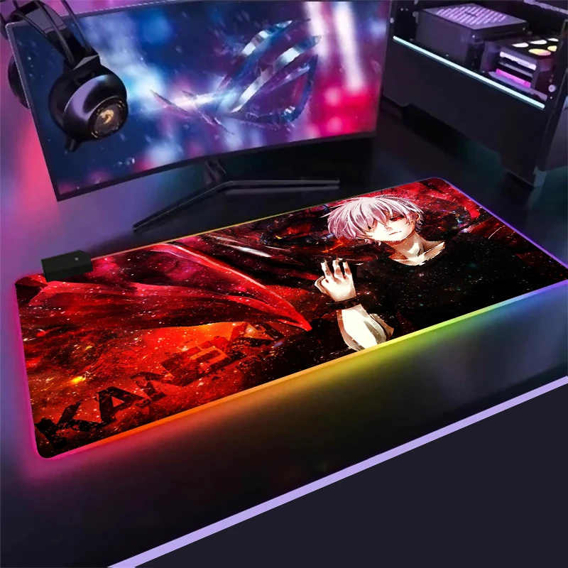

Tokyo Ghoul RGB Gaming Mouse Pad Large Computer Mouse Pad Anime Mousepad Backlight Mause Pad Carpet Keyboard Desk Mat mouse pad