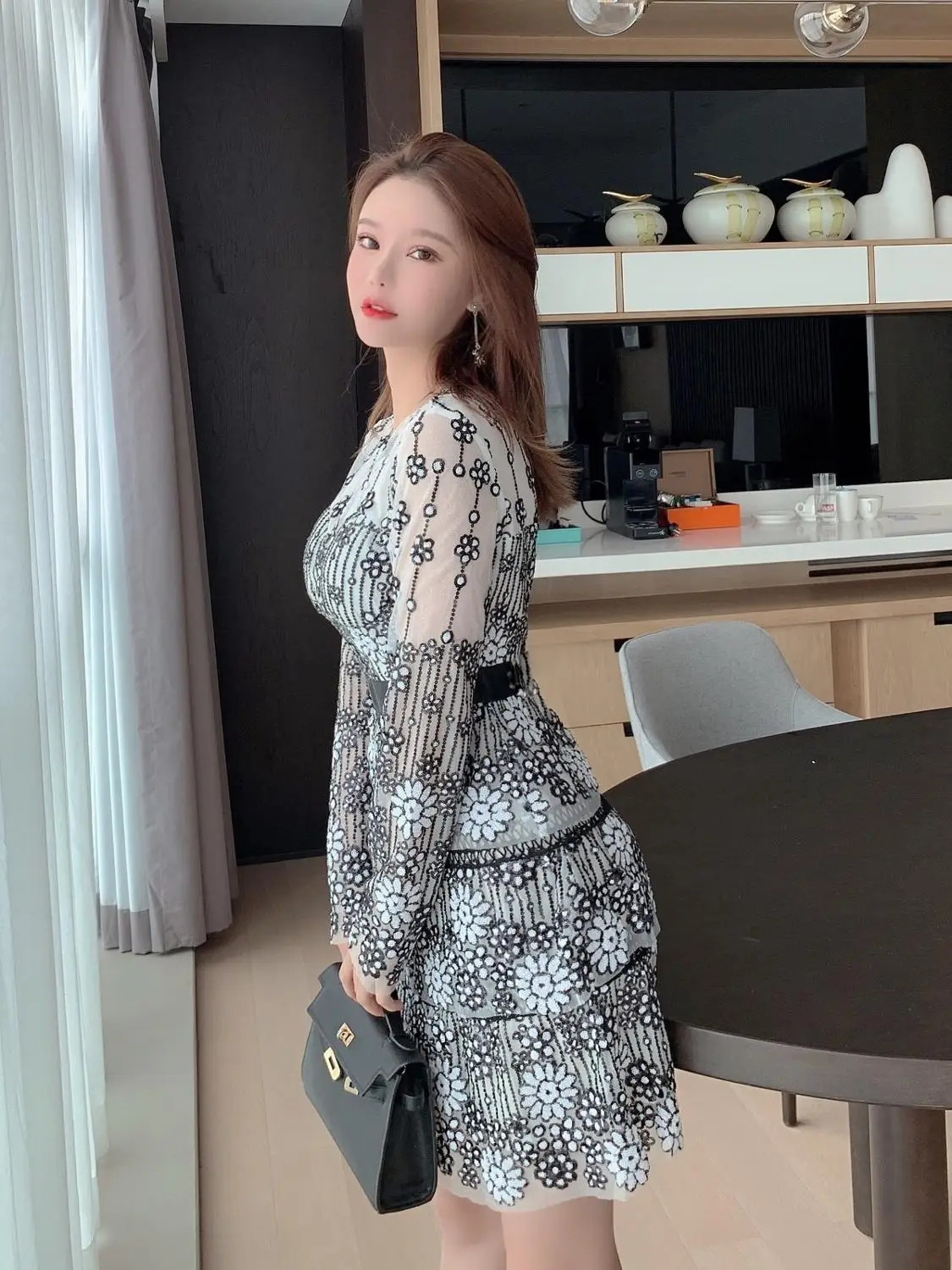 Женское вязаное платье с длинным рукавом вечерние е кружевное для фотосессии