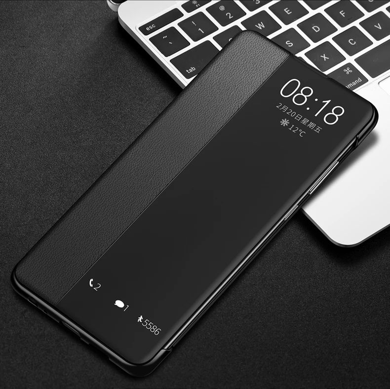 black Ультра тонкий флип-чехол для телефона huawei P30 P20 Pro mate 20 Lite X 10 P10 Plus mate 20 mate 10 P 30 P30 Окно просмотра Авто Режим сна - Цвет: black