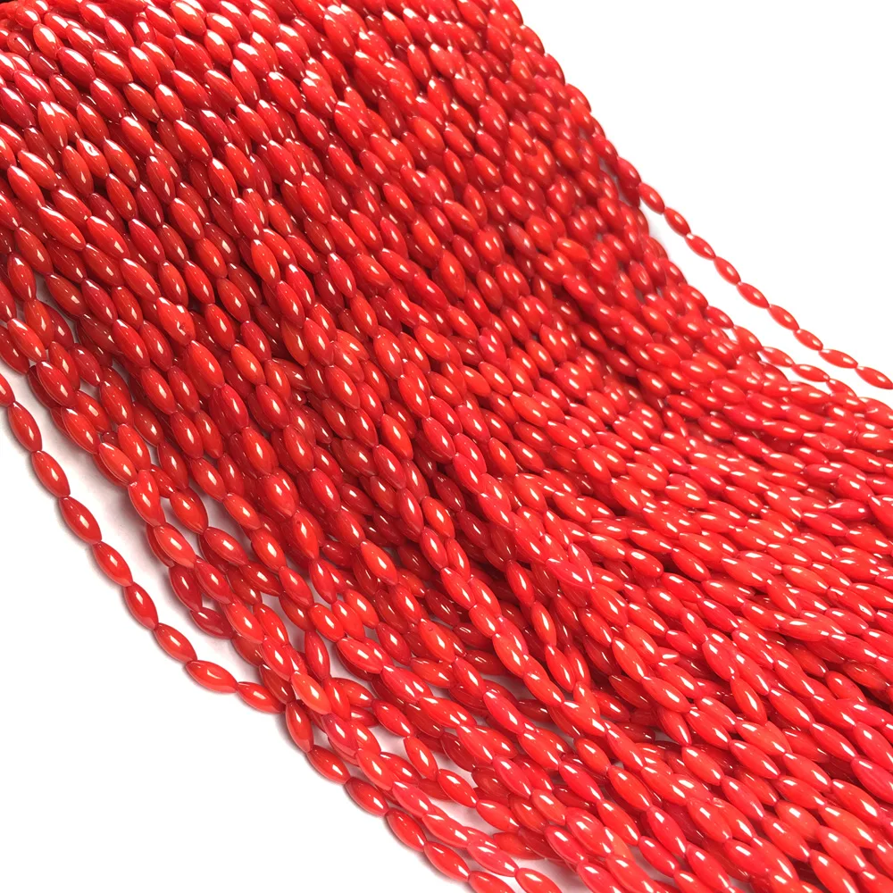 Небольшие бусины 3x7 мм высококачественные натуральные коралловые свободные