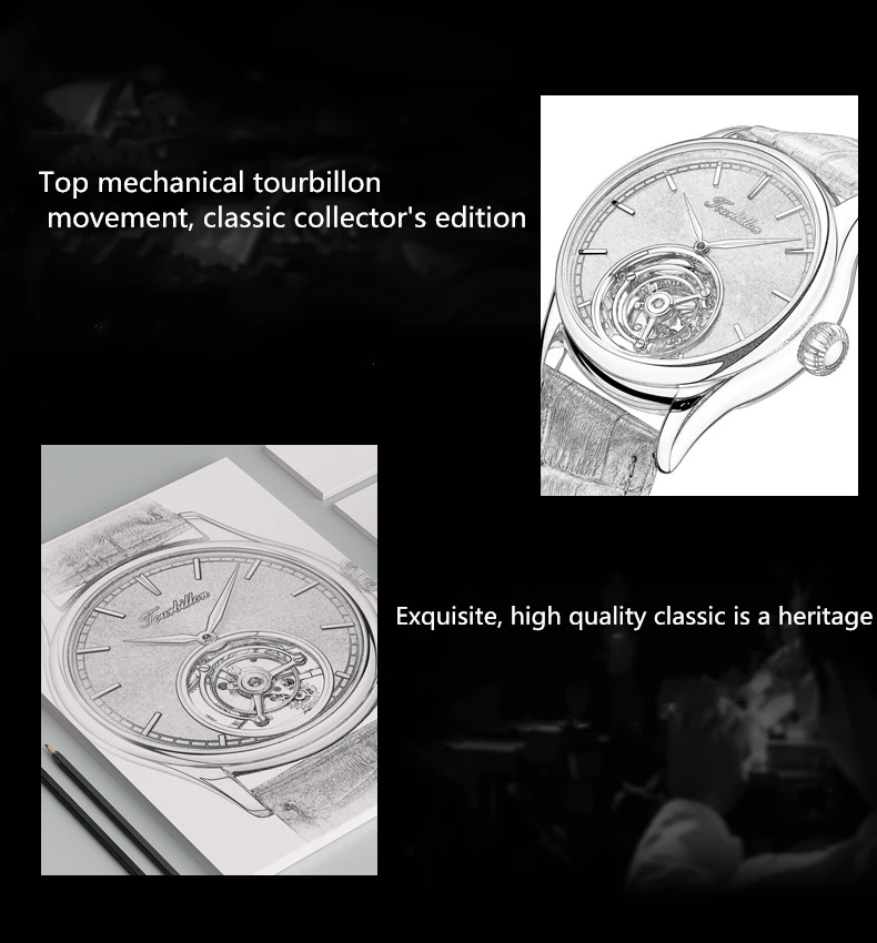 Brand Top Men's Tourbillon Watch movement luxury creative fashion popular carnival Male Clock classic hollow Man Watch movement