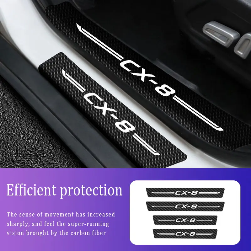 

4Pcs Car Stickers Car Threshold For Mazda CX-8 2017-2021 Anti Scratch Door Sill Protector ​Protection Carbon Fiber Car Stylin