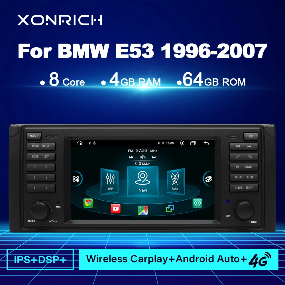 

Wireless Carplay Android 11 Car Multimedia Player 7Inch Navigation For BMW E39 E53 M5 1996-2007 Radio 4GB Stereo BT GPS Wifi DSP