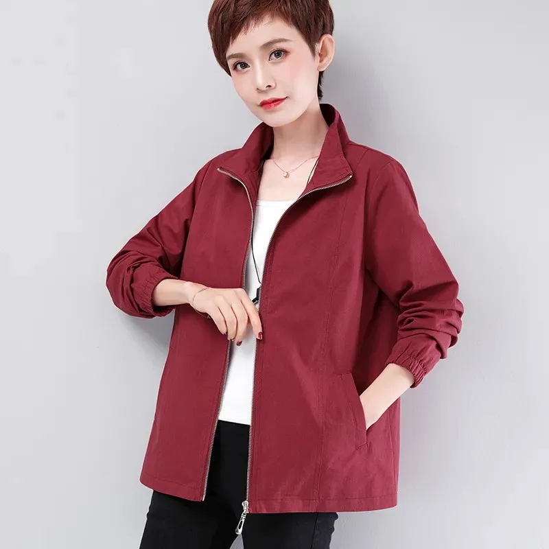 

Women Casual Jacket 2021 Autumn Winter New Korean Version The Large Size Mother Coat Female Loose Windbreaker Zipper Jacket A84