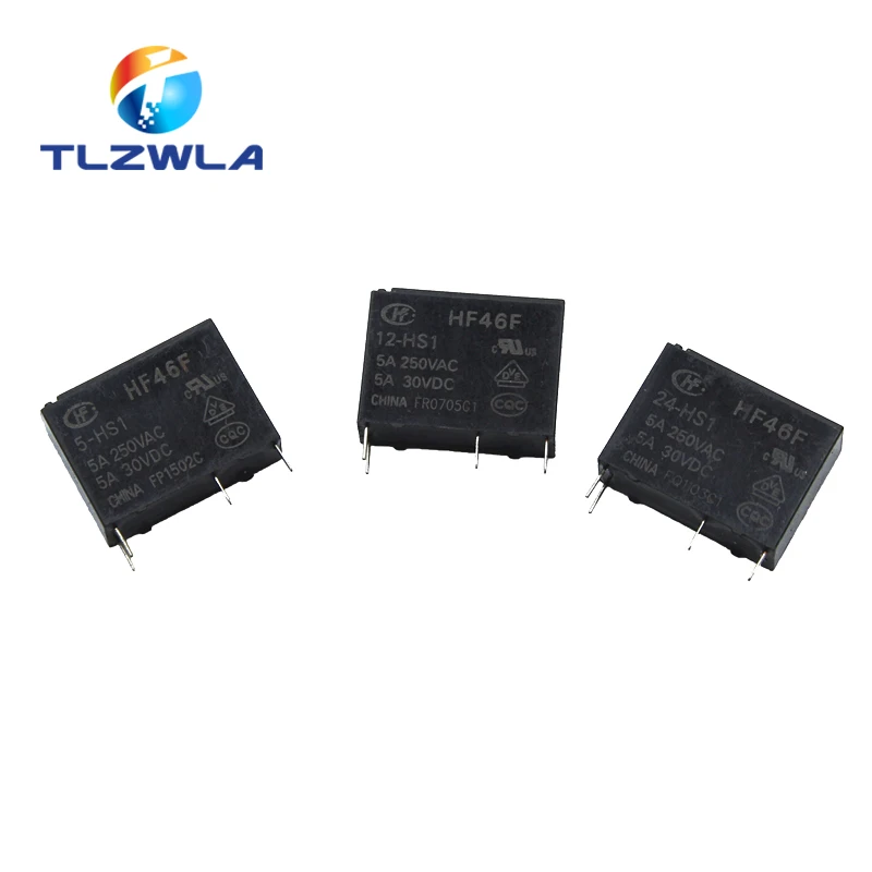 10 шт./лот 30 В постоянного тока реле питания HF46F-005-HS1 HF46F-012-HS1 5-HS1 12-HS1 24-HS1 5A 250VAC 4PIN 5V 12V