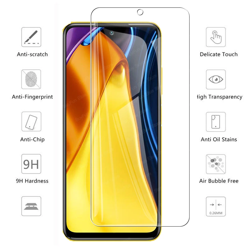 6 in 1 tempered glass for xiaomi poco m3 pro 5g full cover screen protector lens film for mi poco f3 x3 nfc safety glass free global shipping