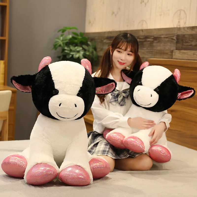 

35/45/55/65cm Kawaii Cow Pet Doll Stuffed Cute Animal Cattle Plush Toys for Children Girls Lover Birthday Christmas Gift Pillow