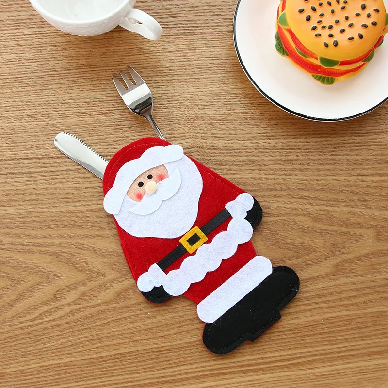 

Creative Lots Christmas Decorations Little Snowman Cutlery Bag Home Dining Table Cutlery Set Christmas Deer Cutlery Set 2021