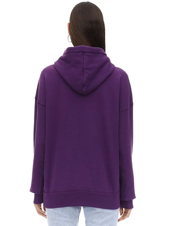 

2021 spring new women's sweater cotton multi color inner fleece loose letter special embroidered hood