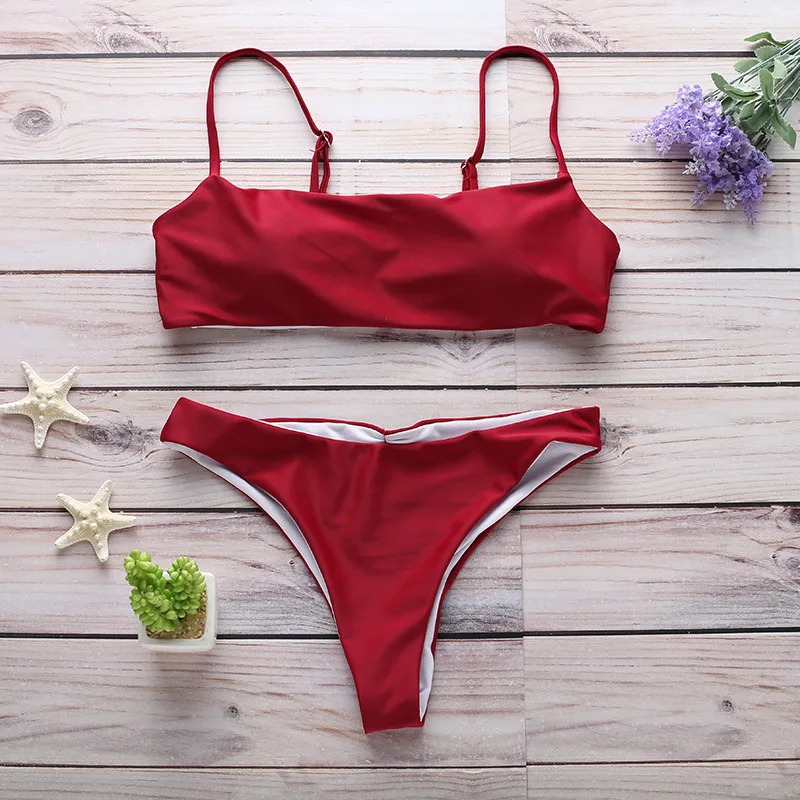 

Bikini 2021 Summer Sexy Swimwear Women Solid Low Waist Biquini 2 Piece Set Ropa Mujer De Playa Swimsuit Brazilian Separate Style