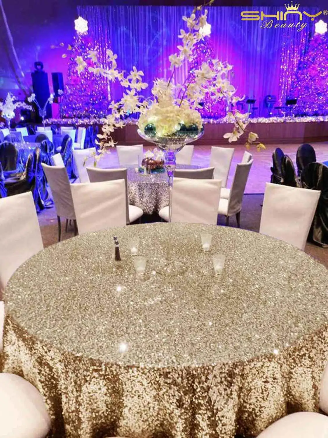 Круглая скатерть 70 дюймов светильник с золотыми блестками круглый покрытие для