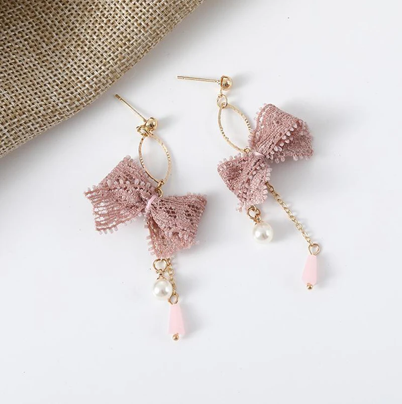 Серьги-гвоздики с кисточками и бантом для девочек | Украшения аксессуары