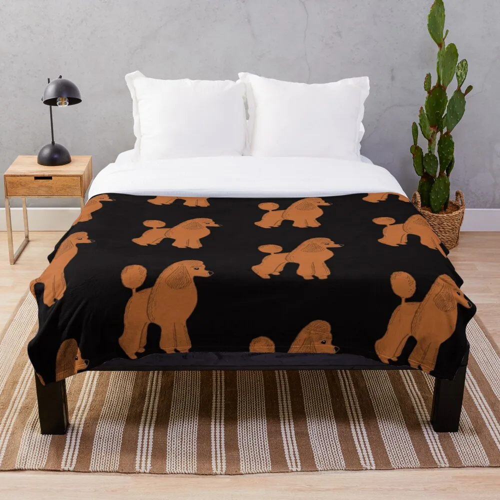 

Apricot Poodle on Black Blanket Warm Cozy Letter Throw Blanket Print on Demand Sherpa Blankets for Sofa Thin Quilt