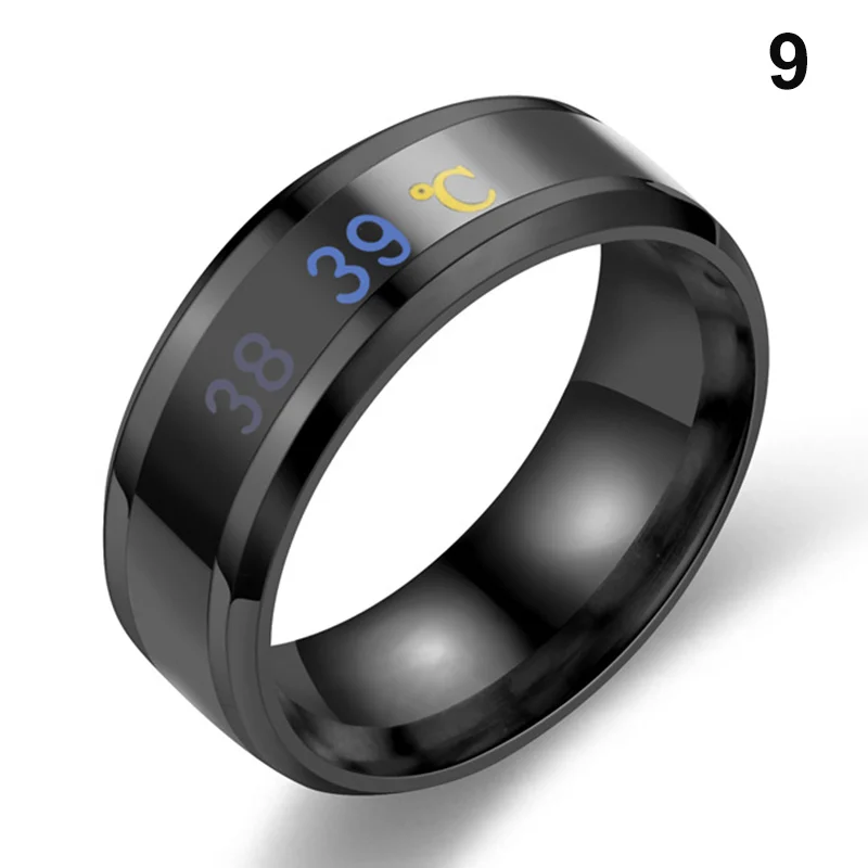 

Smart Sensor Body Temperature Ring Stainless Steel Fashion Display Real-time Temperature Test Finger Ring Unisex Кольца 2021 Тре
