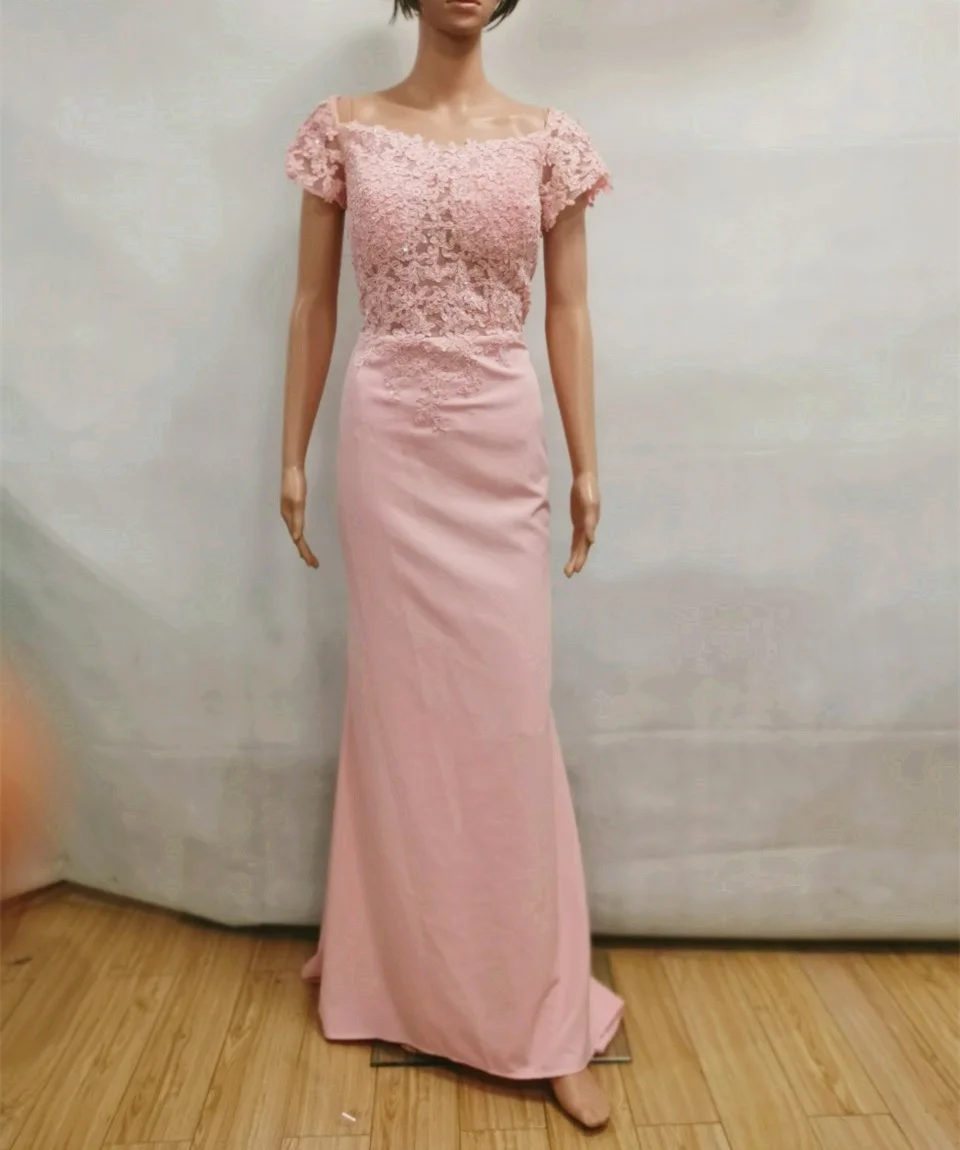 Vestido de, элегантное вечернее платье с вырезом лодочкой, шифоновое платье с кружевом, платье на год, свадебное платье, Vestido De Noiva