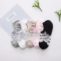 6pcs3pairs silk lace mesh socks set for women girl 2021 summer crystal transparent invisible nylon thin low cut dress sox