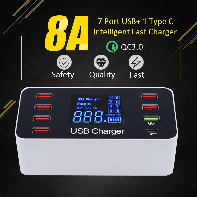Топ 8 портов мульти быстрое Usb зарядное устройство Quick Charge 3 0 несколько зарядная